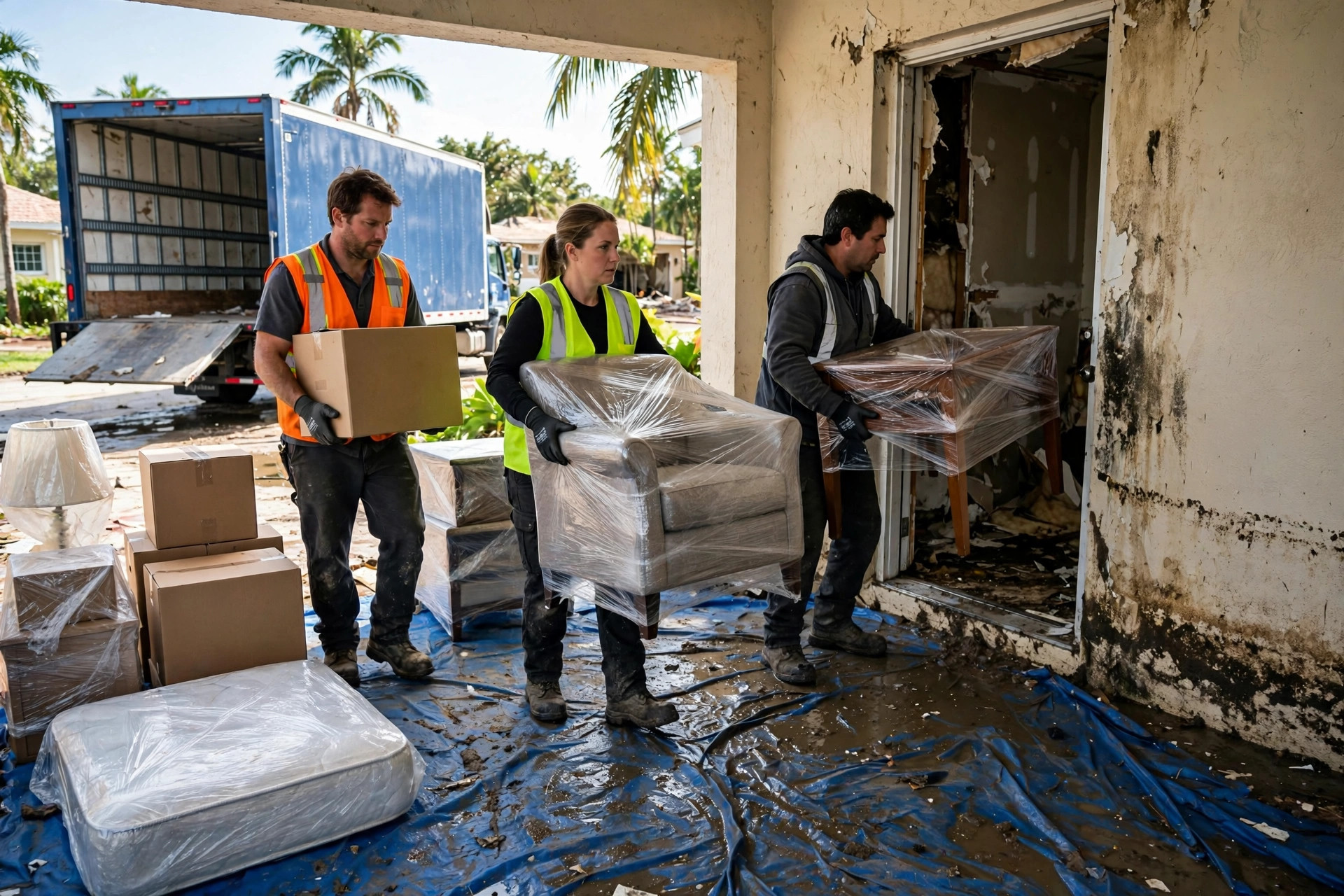 Content Pack Out and Restoration From Floods in Miami, FL